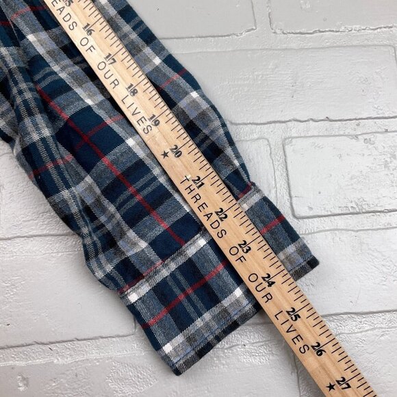Duluth Shirt Men Large Blue Red‎ Black Plaid Flannel Trim Fit Classic Work VTG - Picture 5 of 9